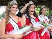 Woodland: Clark College student Taylor Vossen, center, was selected as Miss Woodland 2015 at Planters Day on June 18.