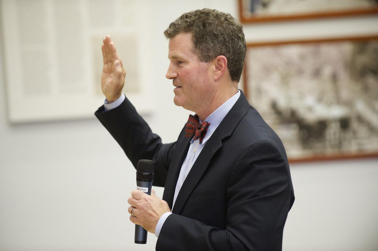 John Fairgrieve is sworn in as a Clark County Superior Court judge during a ceremony at the Clark County Public Service Center on Friday.