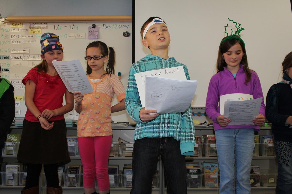 Battle Ground: Students in Battle Ground Public Schools' Aspire Program practice for their Reader's Theater storytelling project this fall.