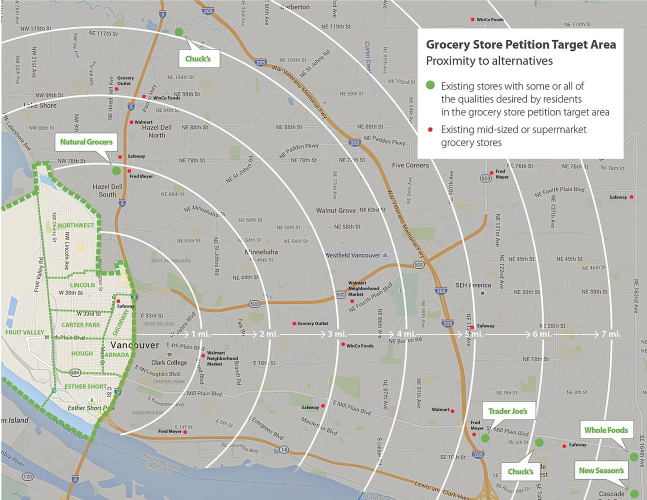 A map created by the Grocery Store Action Team.