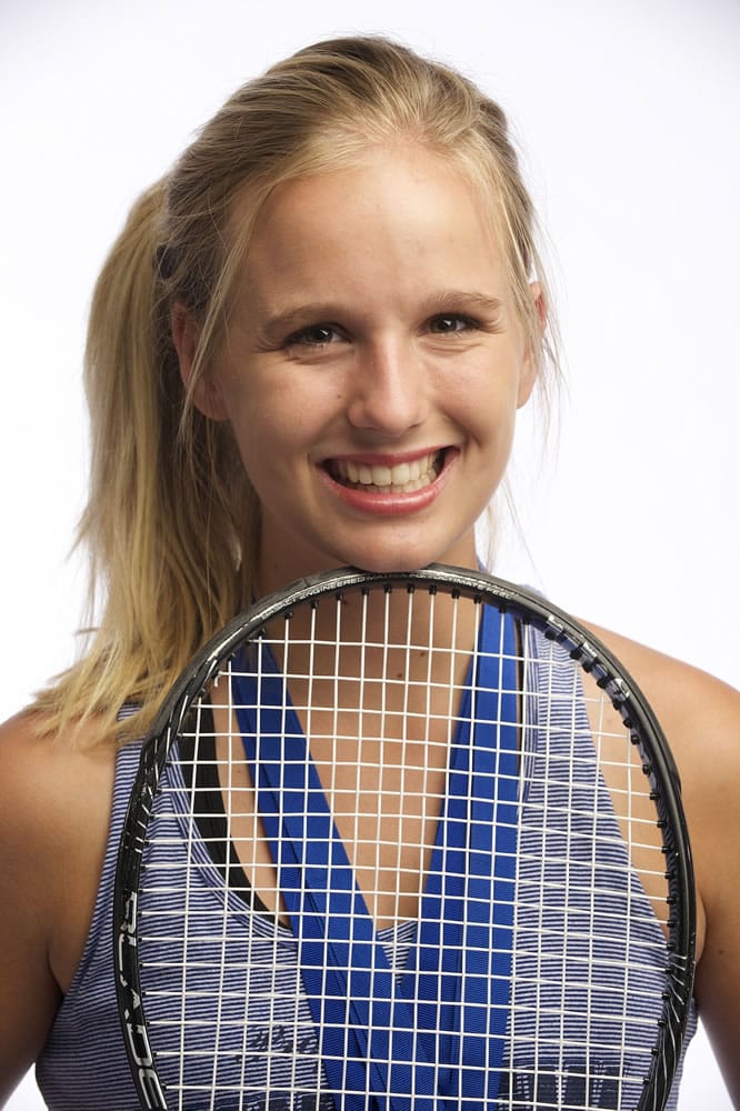 Sammi Hampton, shown, Wednesday, June 10, 2015, is our All-Region girls tennis player of the year after winning her fourth state title.(Steven Lane/The Columbian)