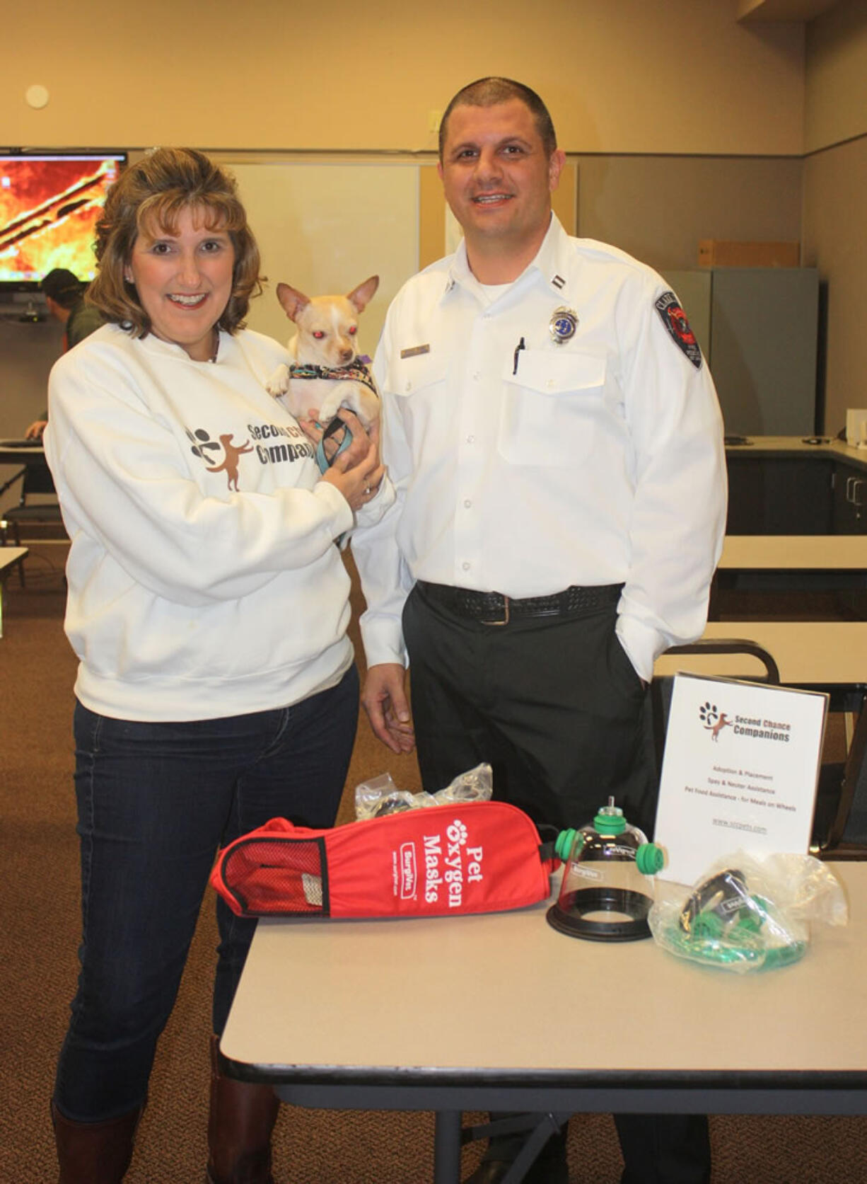 Battle Ground: Sandy Prue, a Second Chance Companions board member, presented Capt.