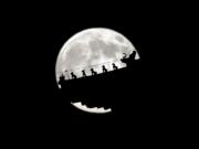 The July 12 perigee moon, also known as a supermoon, as it rises behind figurines on a Chinese pavilion in Beijing, China. The phenomenon, which scientists call a &quot;perigee moon,&quot; occurs when the moon is near the horizon and appears larger and brighter than other full moons.