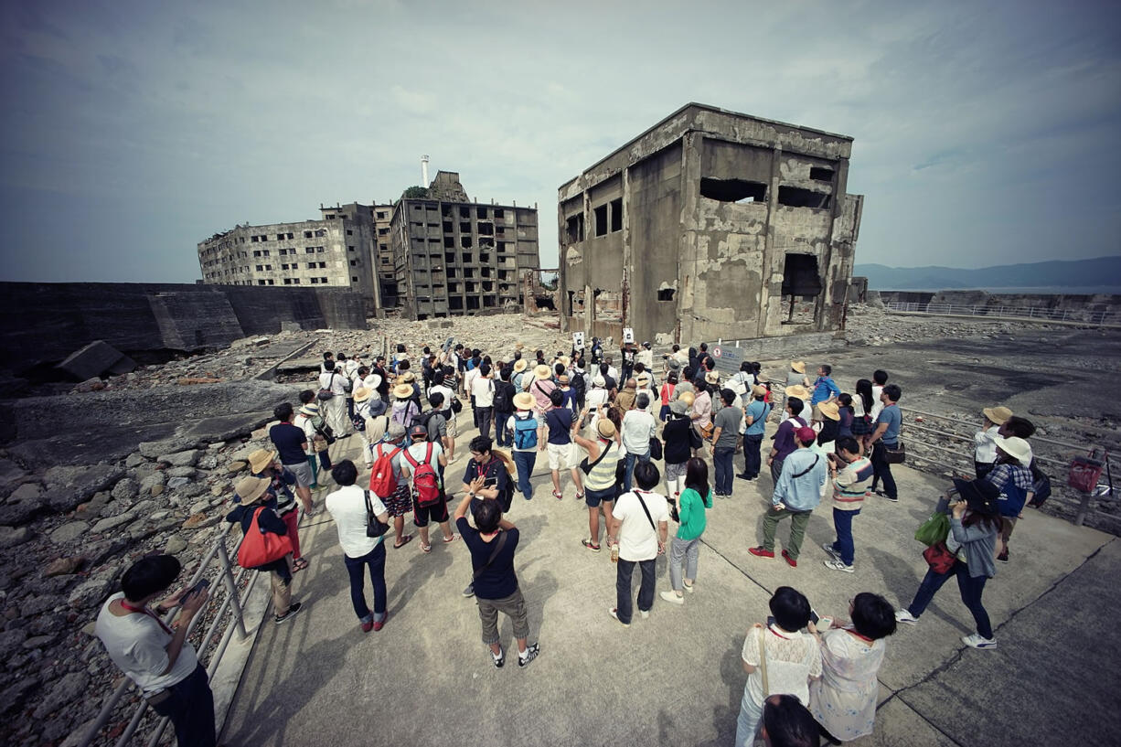 Part of Hashima Island, commonly known as Gunkanjima, which means &quot;Battleship Island,&quot; off of Nagasaki in southern Japan, is one of several facilities that won UNESCO's recognition as world heritage site.