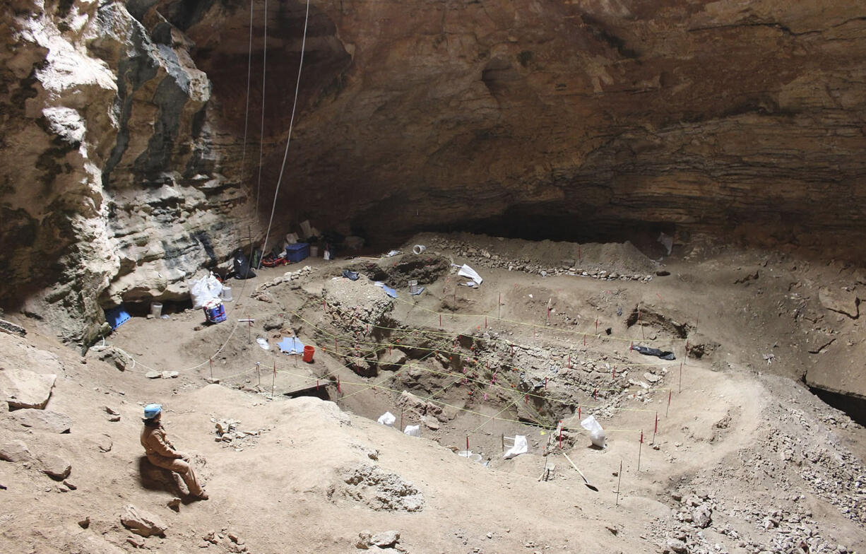 Photos courtesy of Julie Meachen
Paleontologist Julie Meachen looks over an area being excavated at the bottom of the Natural Trap Cave, northeast of Lovell, Wyo. Researchers recently completed four weeks of work at the cave connected to the surface by a 15-foot-wide hole through which where countless animals fell to their deaths over thousands of years.