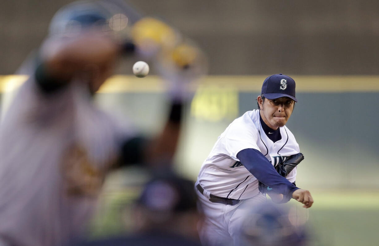 Seattle's Hisashi Iwakuma struck out eight Oakland Athletics batters Saturday.