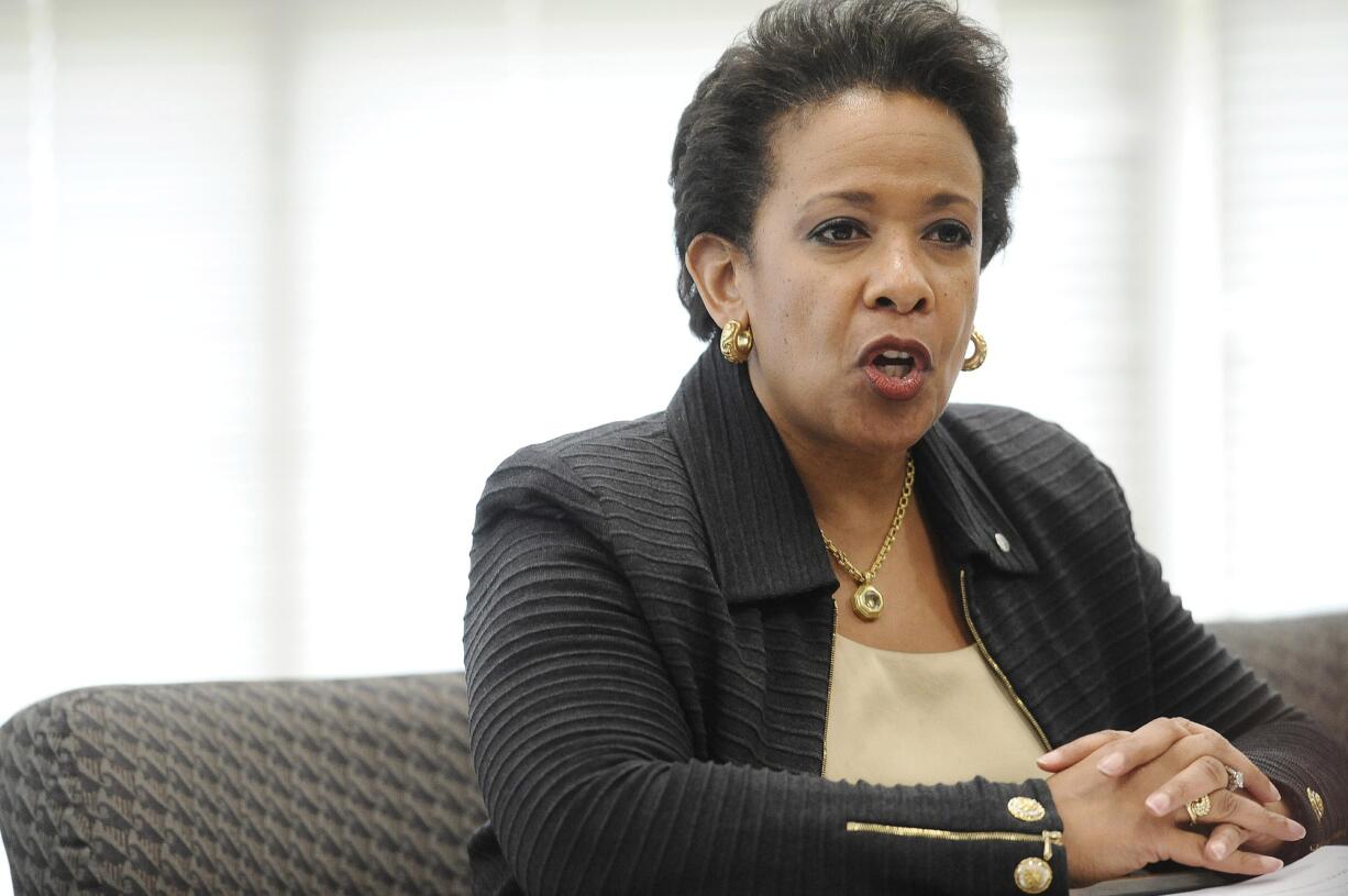 Attorney General Loretta Lynch speaks in East Haven, Conn.