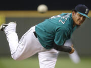 Seattle Mariners starting pitcher Felix Hernandez allowed one run in seven strong innings against theToronto Blue Jays on Monday, Aug. 11, 2014, in Seattle. The Mariners won the game 11-1. (AP Photo/Ted S.