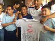 In this photo posted to his Twitter account, Portland Trail Blazers guard Damian Lillard meets Special Olympics athletes in Manila while on a tour of The Philippines with other NBA stars.