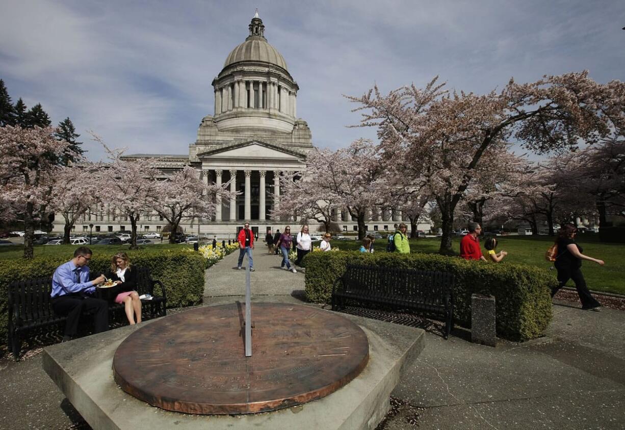 The sundial at the Capitol in Olympia counts down the hours, Tuesday, April 10, 2012.