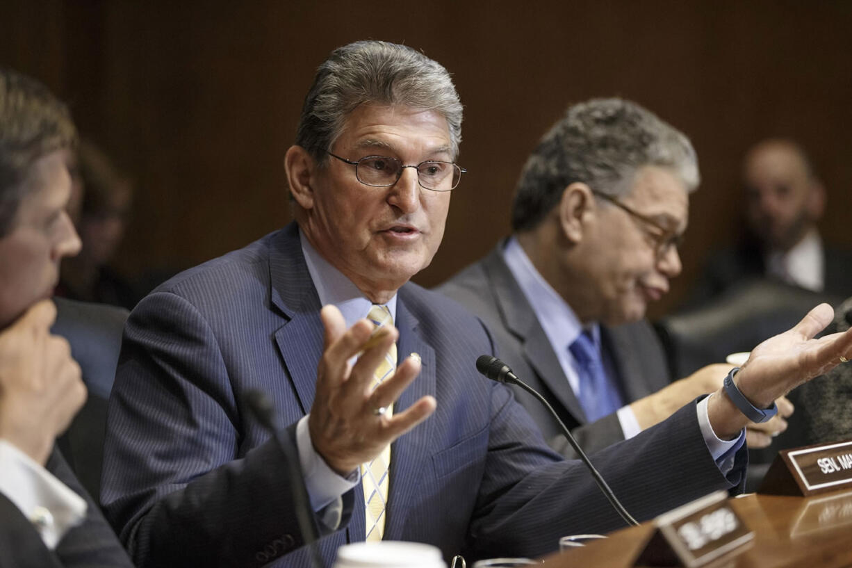 Sen. Joe Manchin, D-W.Va. speaks Jan. 8 on Capitol Hill in Washington.