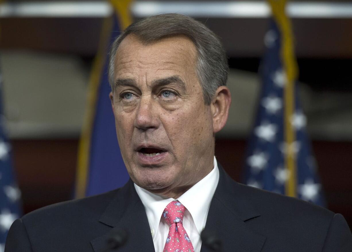 House Speaker John Boehner of Ohio speaks during a news conference on Capitol in Washington on Thursday.