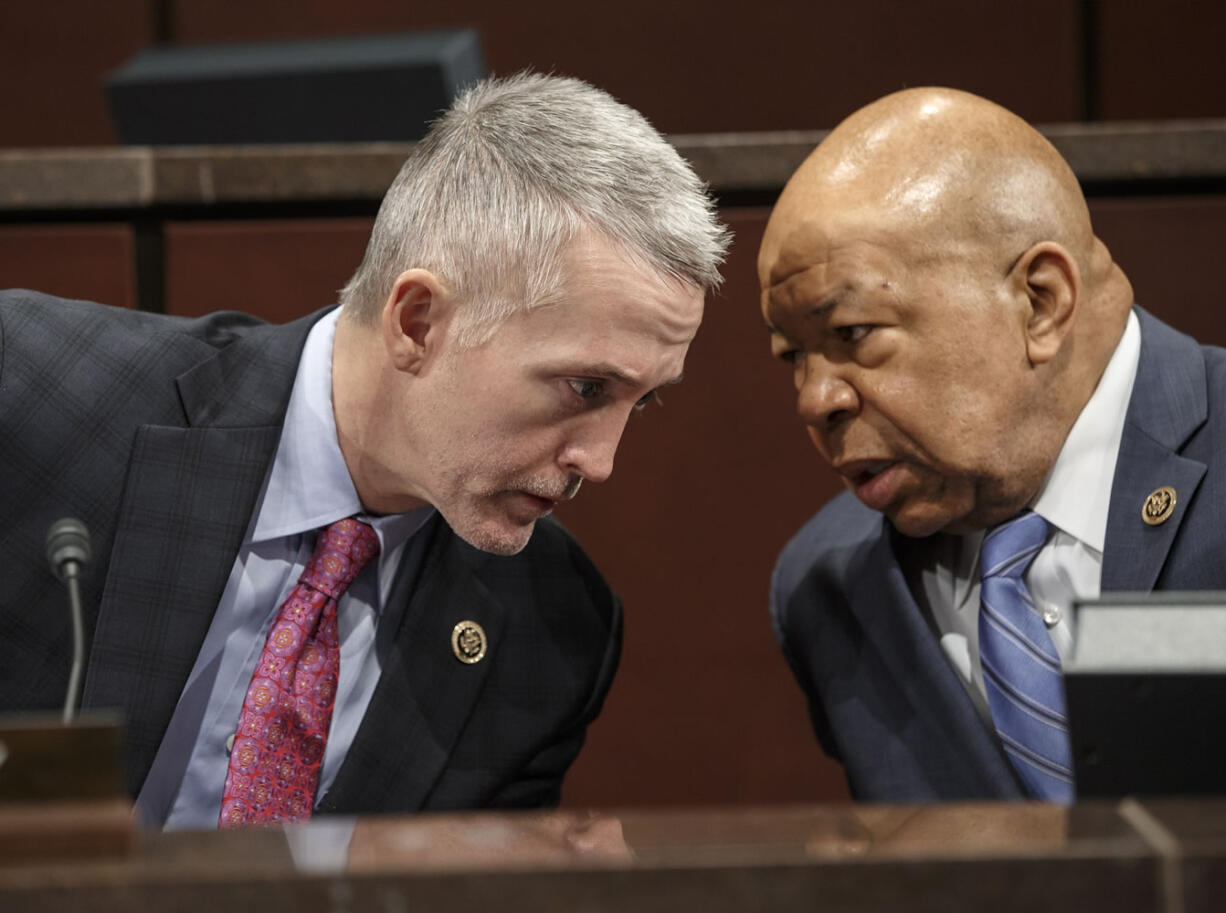 The House Select Committee on Benghazi Chairman Rep. Trey Gowdy, R-S.C., left, confers with Rep. Elijah Cummings, D-Md., the ranking member on Capitol Hill in Washington in June at the start of the panel's third public hearing to investigate the 2012 attacks on the U.S.