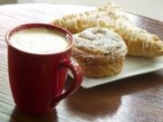 Meredine bun, apple turnover and a latte at Caffe Piccolo.