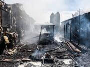 Fire destroyed two mobile homes Saturday in the Sunrise Acres mobile home park at 6912 N.E.