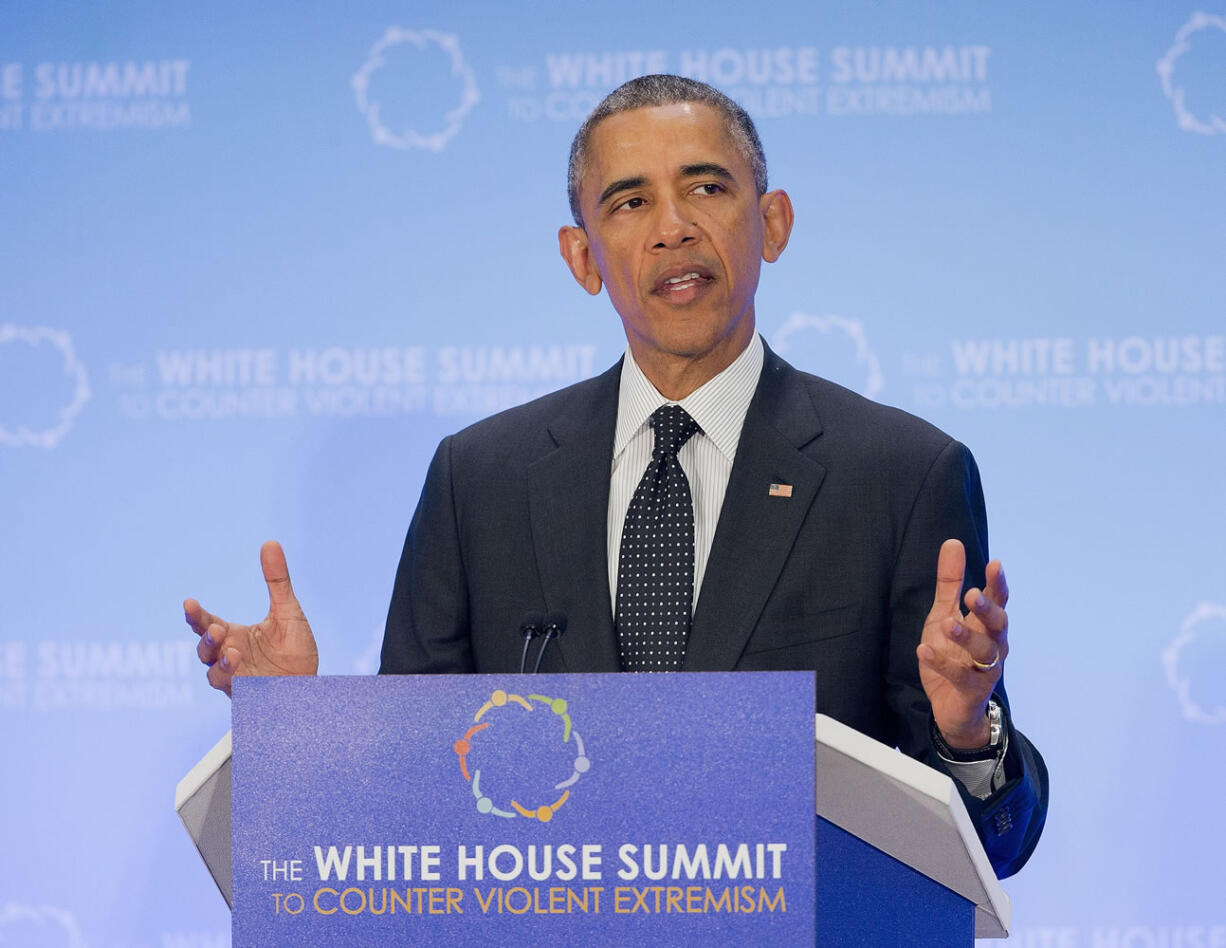 President Barack Obama speaks at the Countering Violent Extremism Summit at the State Department in Washington.