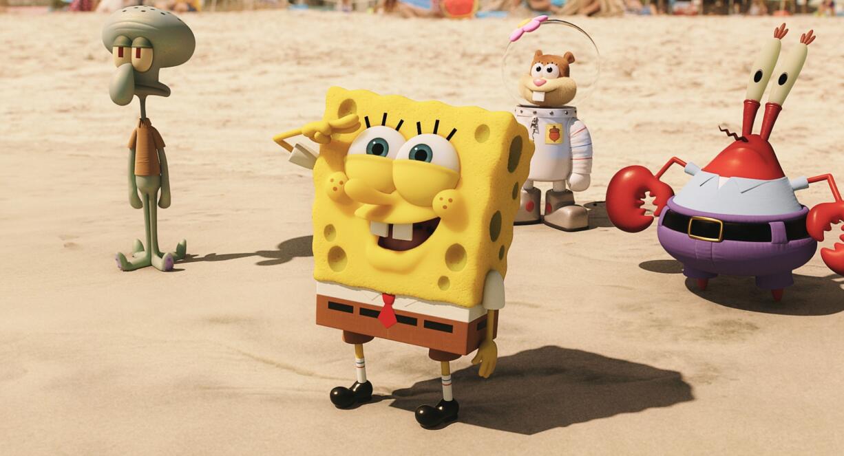 Paramount Pictures and Nickelodeon Movies
Squidward Tentacles, from left, SpongeBob SquarePants, Sandy Cheeks and Mr. Krabs take on a new look in &quot;The Spongebob Movie: Sponge Out of Water.&quot;