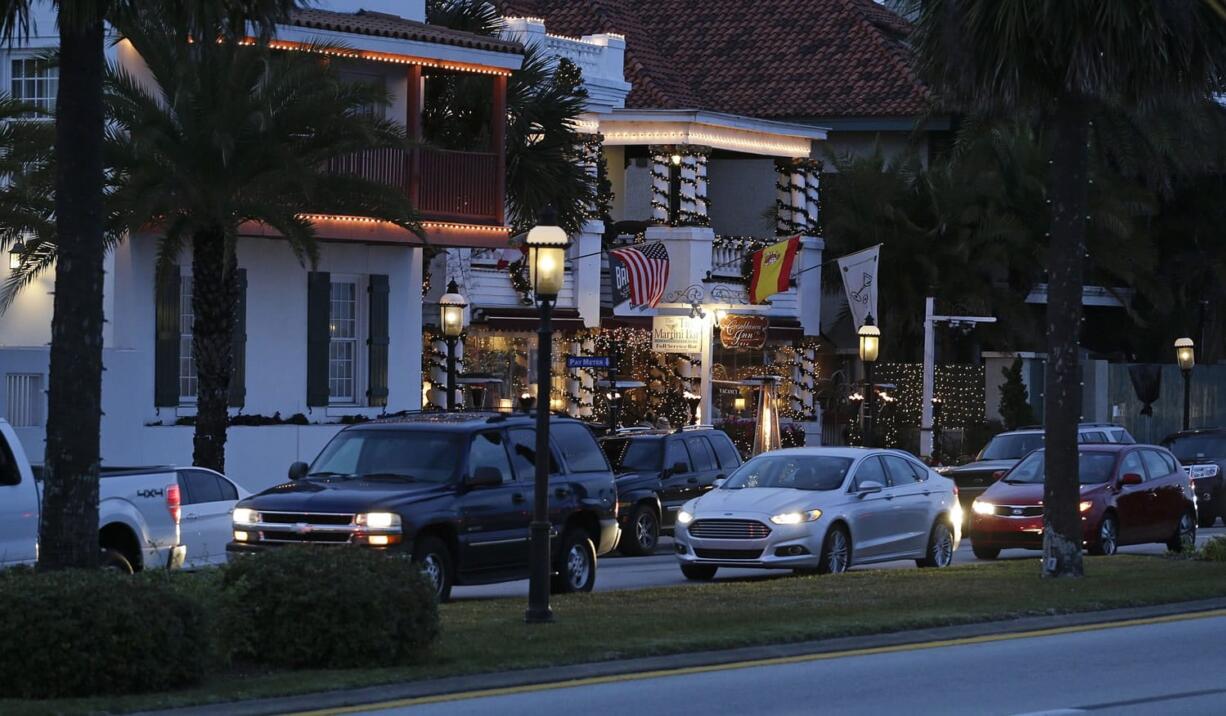 Traffic makes it way along U.S. Highway 1, in St. Augustine, Fla., on Feb. 3 The street, located near the Matanzas River, often floods during heavy storms. St.