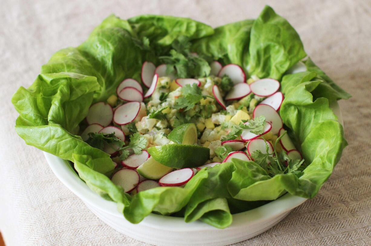 This April 20, 2015 photo shows a pineapple core ceviche recipe in Concord, N.H.