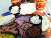 A plate of food at Arthur Bryant's, the legendary barbecue restaurant in Kansas City, Mo.