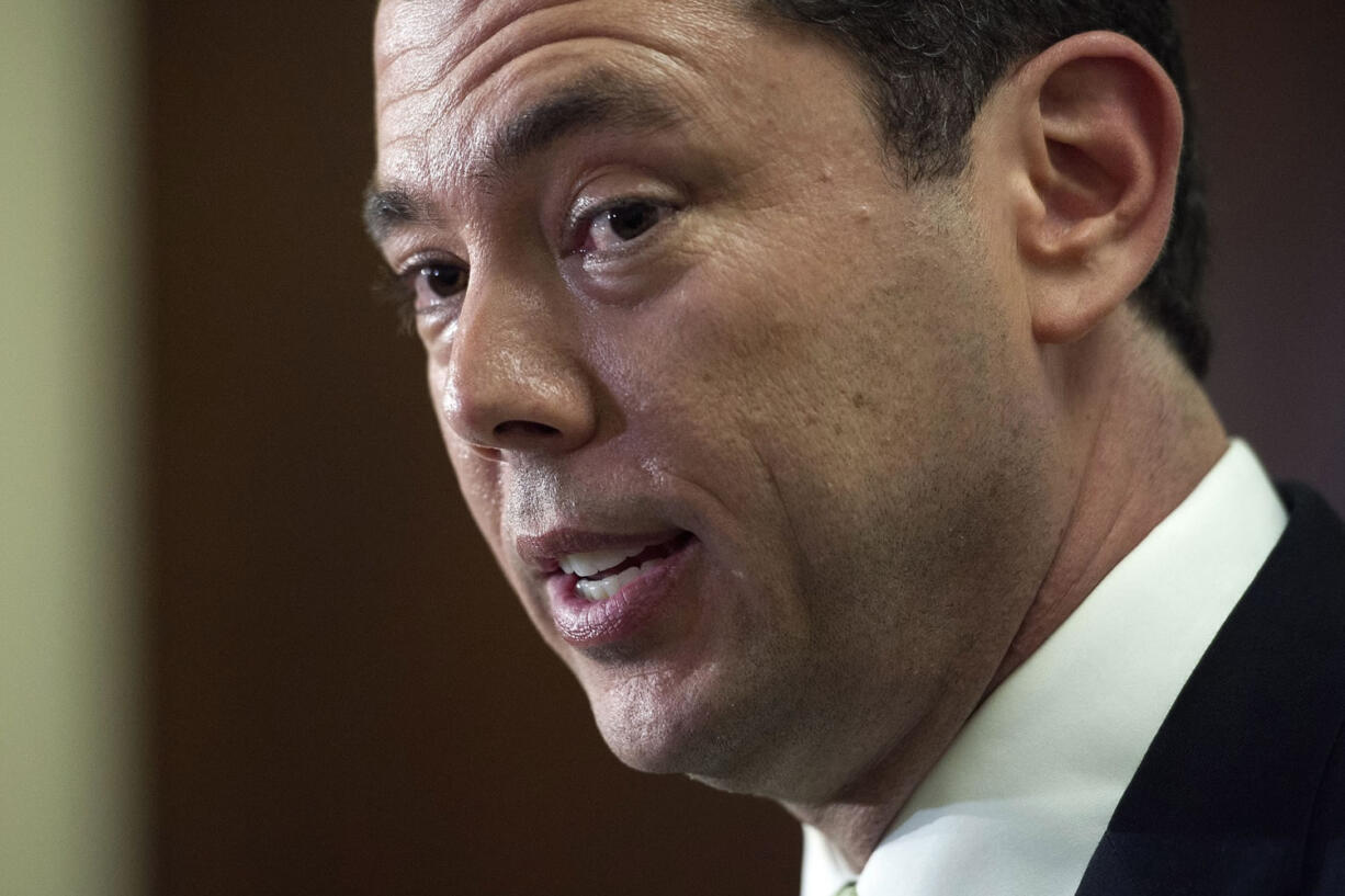 House Oversight Committee Chairman Rep. Jason Chaffetz, R-Utah, speaks on Capitol Hill in Washington. When hackers broke into a database filled with the private information of U.S.