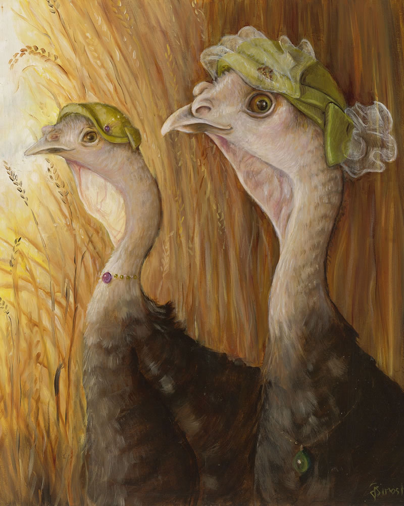 Whimsical animal characters are given life through Jayne Siroshton's oil paintings, on display through Jan.