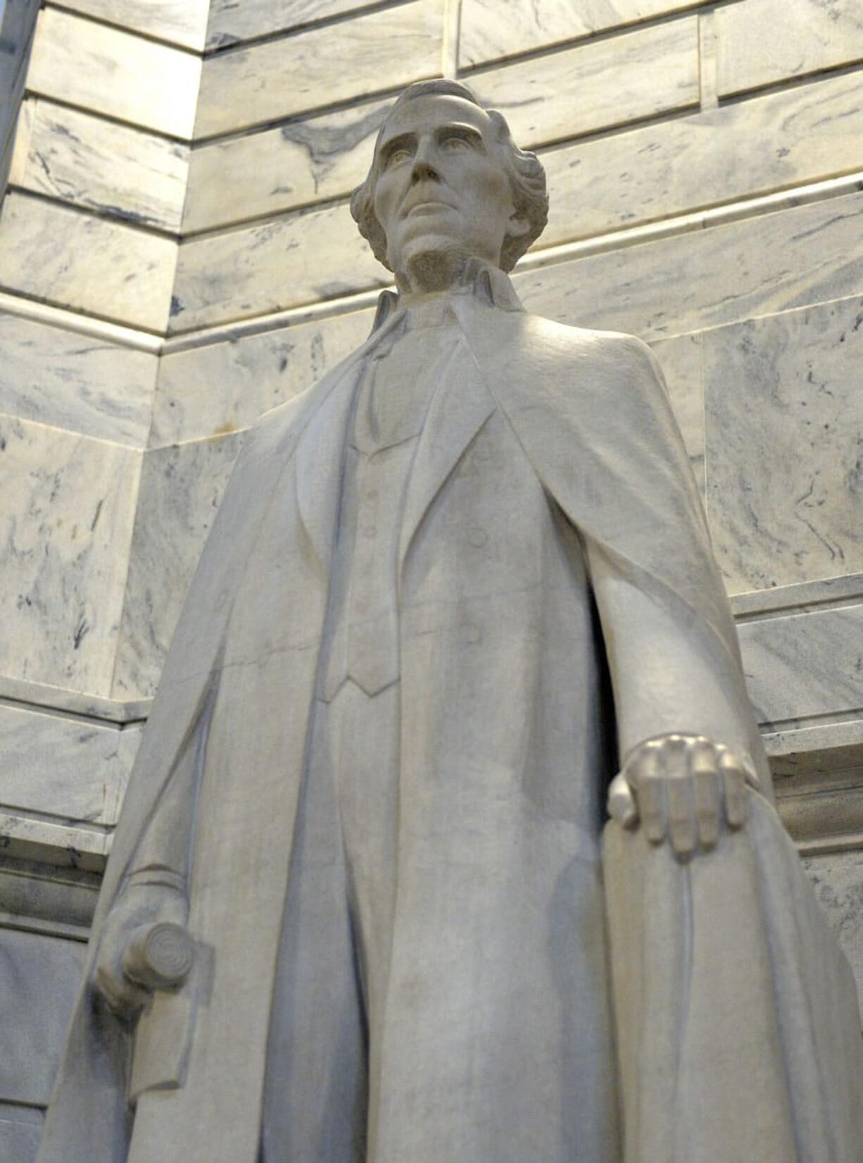 A statue of Jefferson Davis stands in the rotunda of the Kentucky State Capitol in Frankfort, Ky.