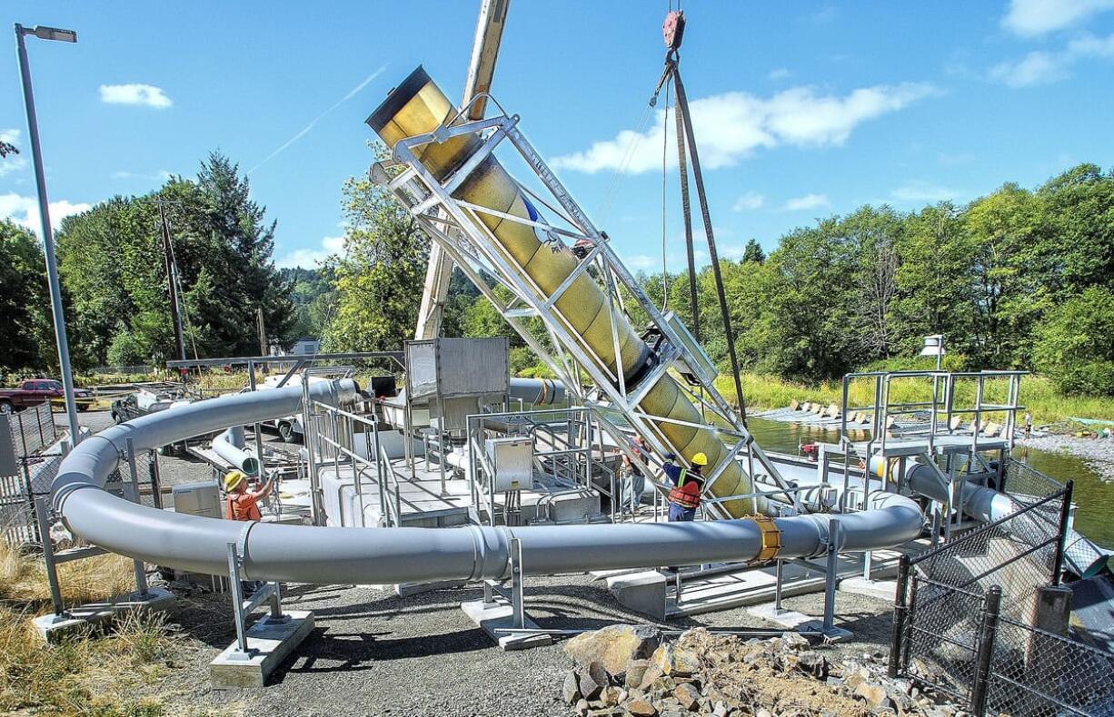 State wildlife workers will install this fish sorting facility near Modrow Bridge in the Kalama River.