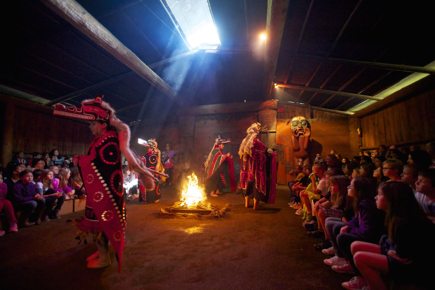 Four local elementary schools -- Marshall and Washington in Vancouver and Woodburn and Pacific Crest Academy in Camas, learn about Native American culture during a field trip to the Lelooska compound in Ariel in 2014.