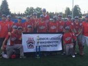 Lewis River Senior Little League all-stars after winning the Washington state championship.