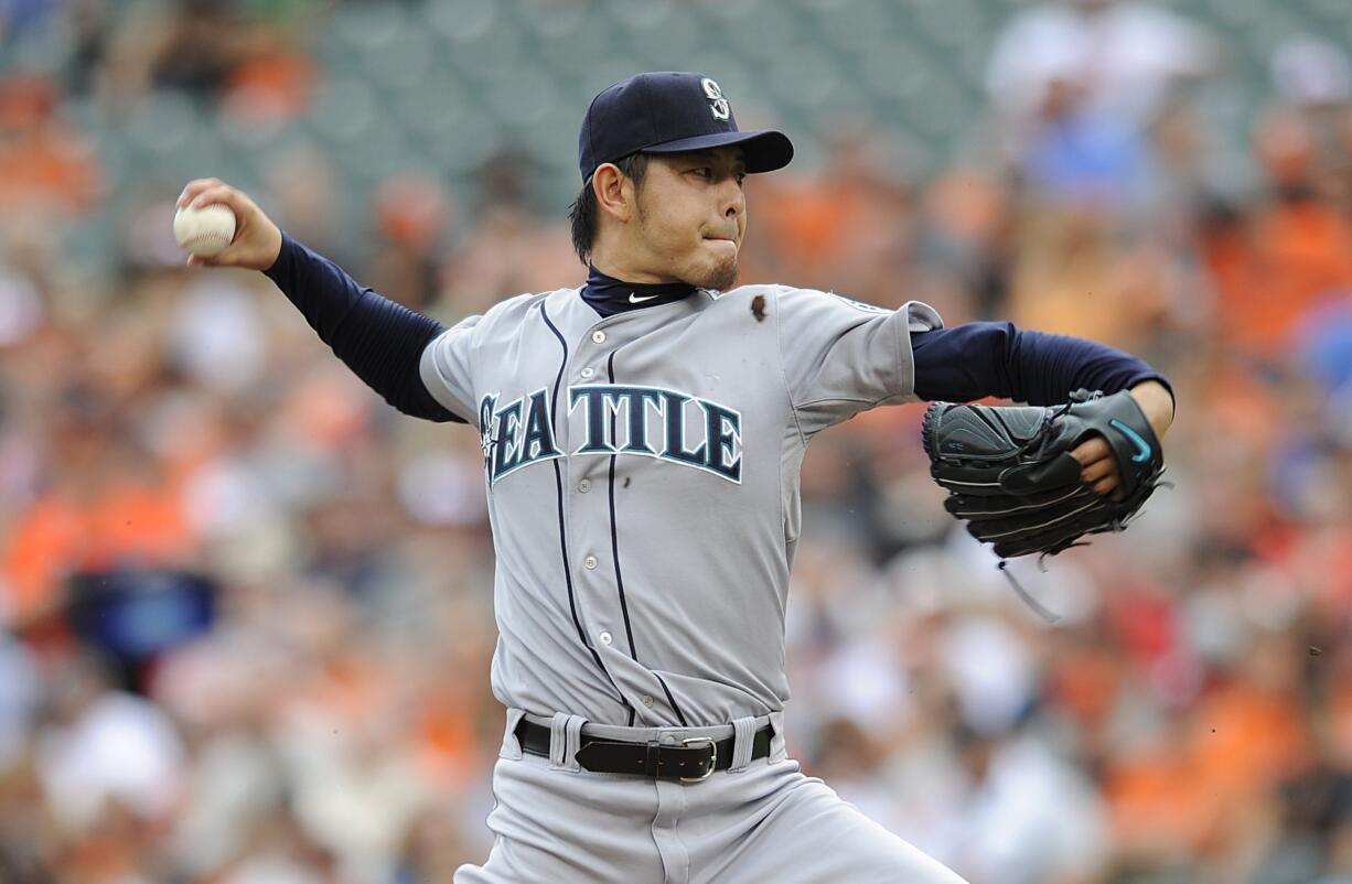 Seattle Mariners starting pitcher Hisashi Iwakuma struck out seven batters in 7 2/3 innings Sunday at Baltimore but was on the short end of a 1-0 loss.