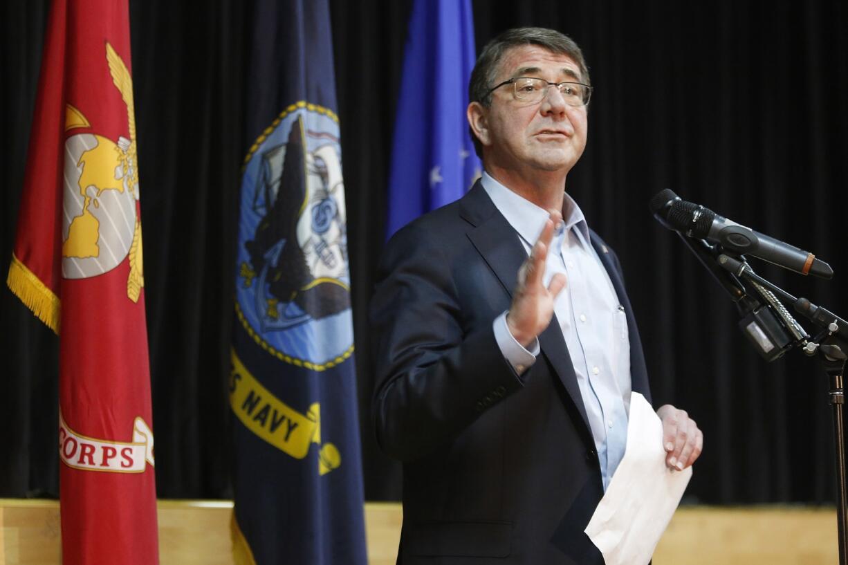 U.S. Defense Secretary Ash Carter delivers a speech to U.S.