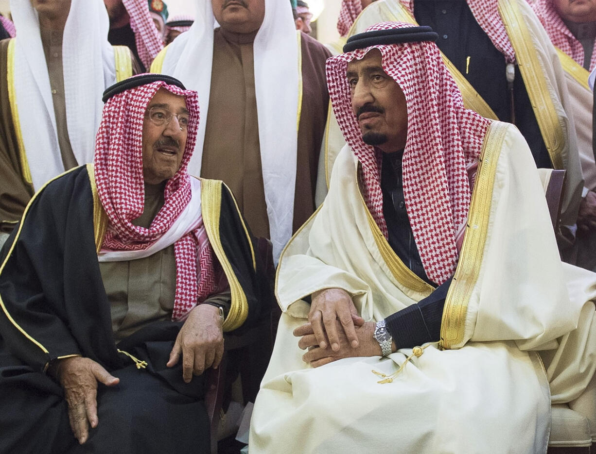 Saudi Arabia's newly enthroned King Salman attends the funeral of King Abdullah on Friday.