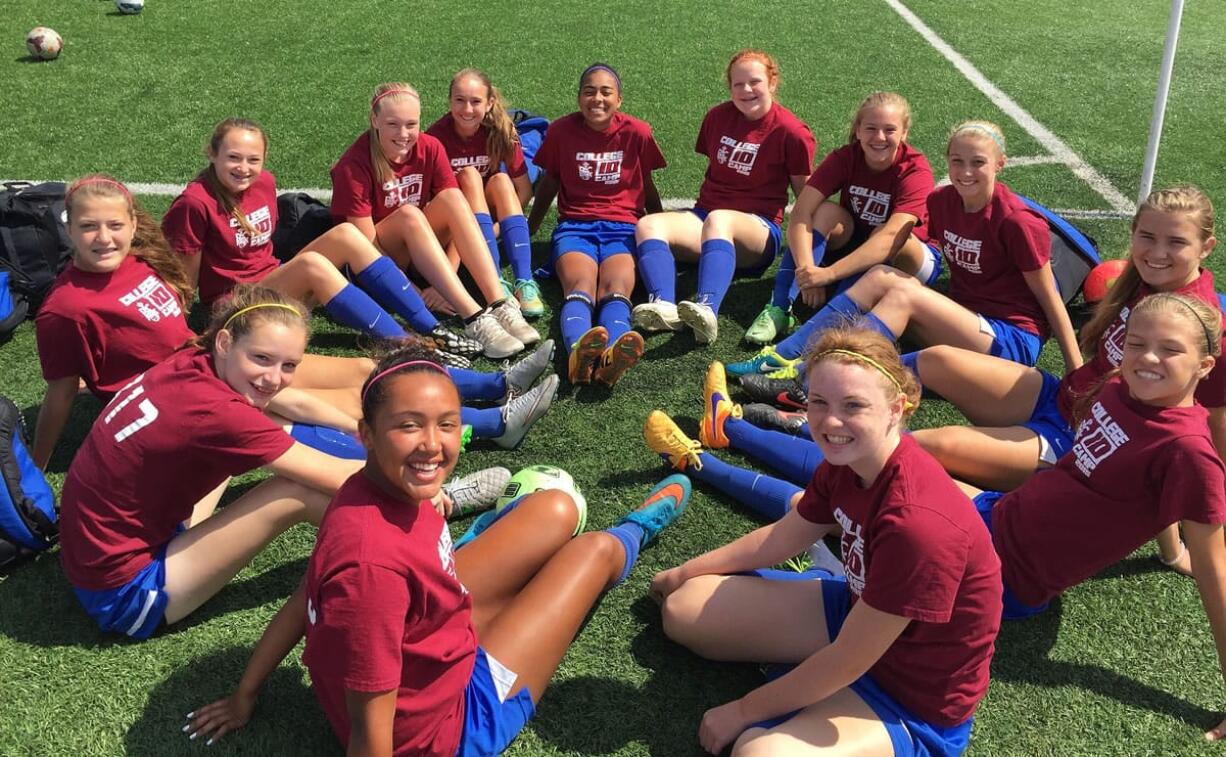 Members of the 2015 FC Salmon Creek Nemesis girls soccer team.