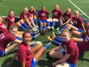 Members of the 2015 FC Salmon Creek Nemesis girls soccer team.