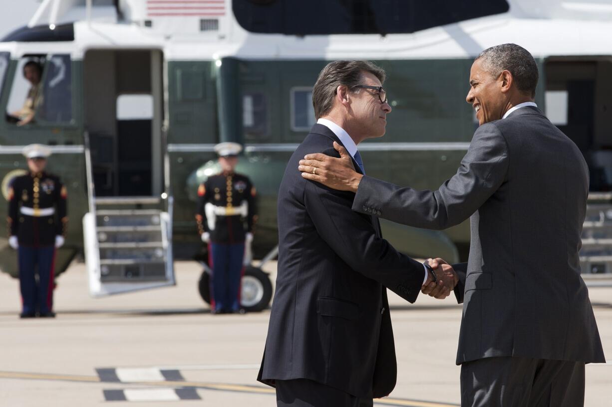 President Barack Obama, right, and Texas Gov.