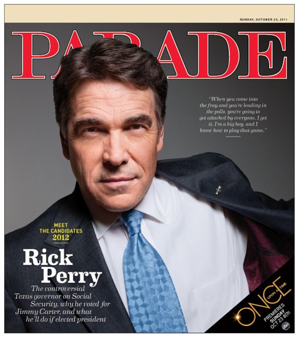 Rick Perry will be featured in the Oct.