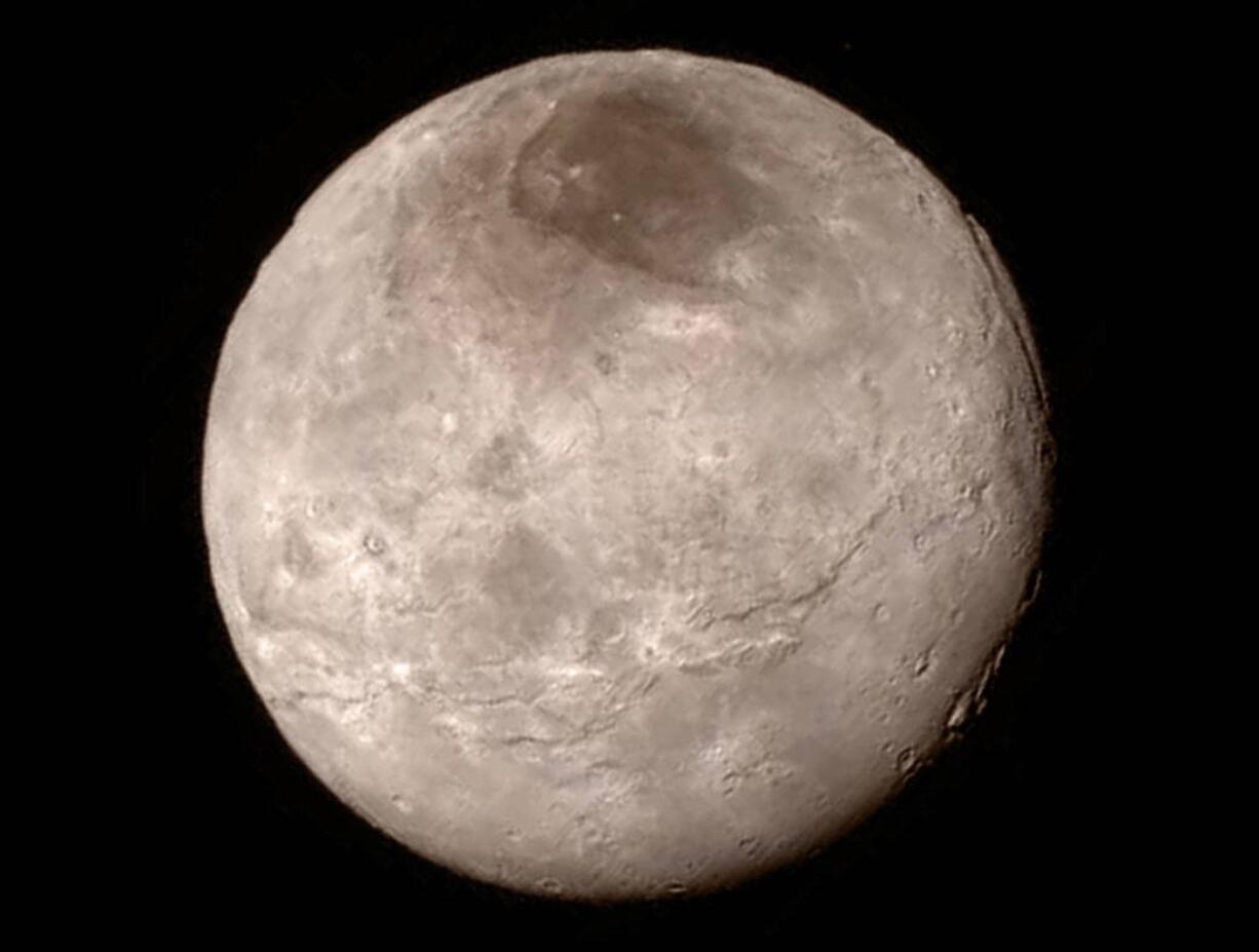 This image taken by the New Horizons spacecraft shows Pluto's largest moon, Charon.