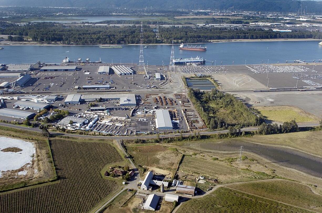 An aerial view of the Port of Vancouver, taken in September 2005.