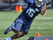 Seattle Seahawks return specialist Tyler Lockett works out during NFL rookie minicamp in Renton on Friday, May 8, 2015.