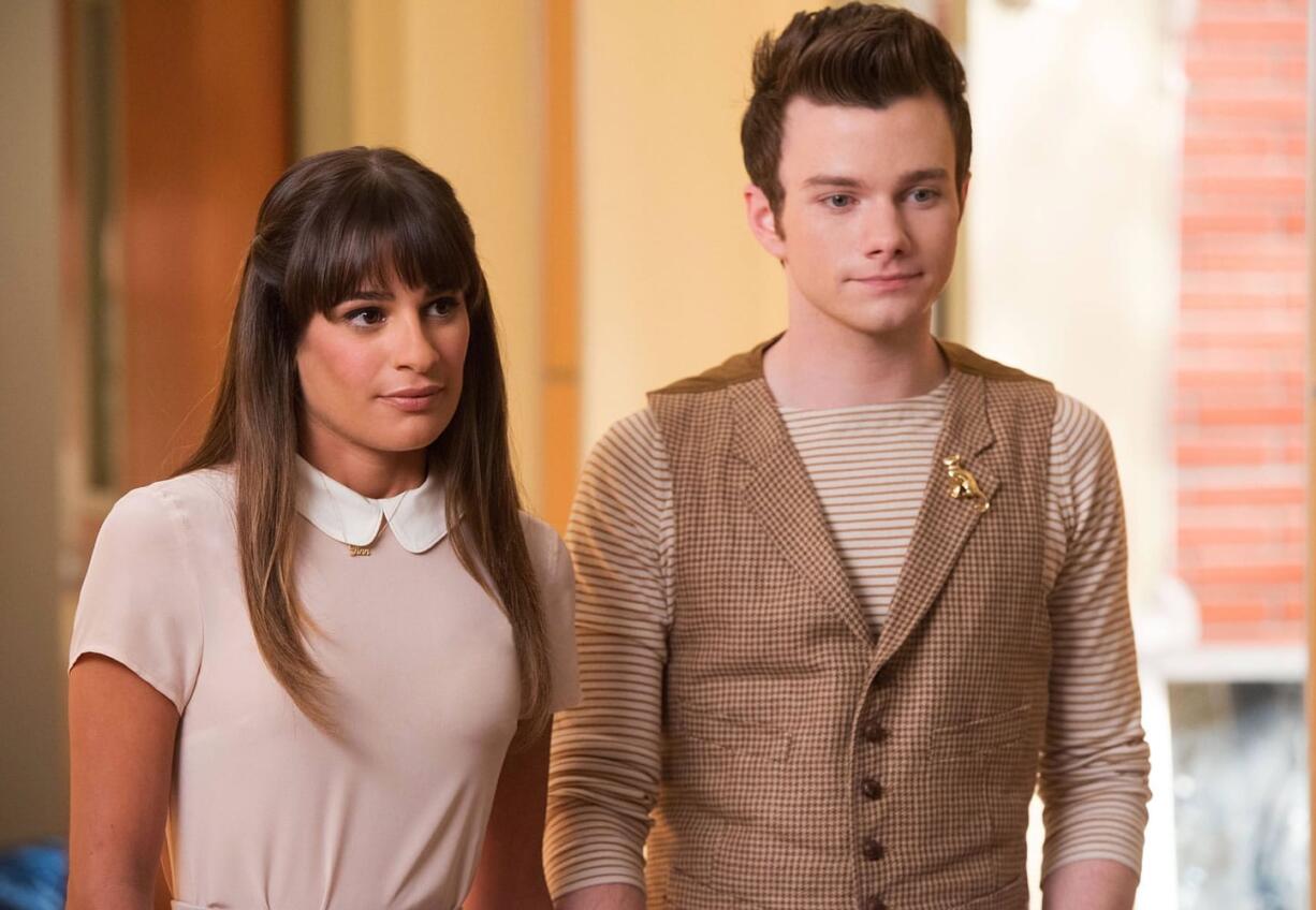 Chris Colfer, right, with Lea Michele, portrays gay character Kurt Hummel in Fox's &quot;Glee.&quot; The media advocacy group GLAAD released its annual report on diversity on TV.