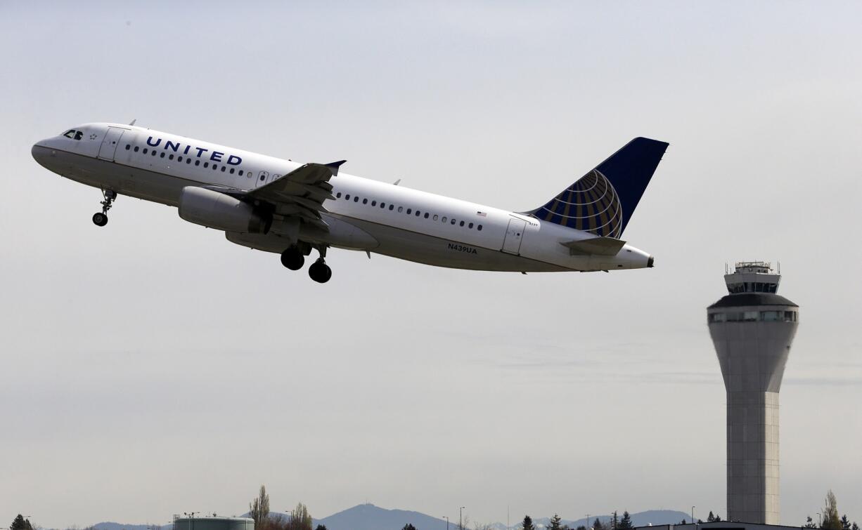 A United Airlines jet departs Seattle-Tacoma International Airport in Seattle. The Dow Jones transportation index, a gauge that tracks airlines, railroad and freight companies, was down as much as 9.6 percent from a recent peak in February through the end of May.