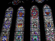 A stained glass window is seen at Glasgow Cathedral in Glasgow, Scotland.