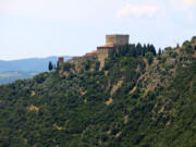 The castle of Ripa d'Orcia is a medieval castle that now offers bed-and-breakfast accommodations in Tuscany, Italy.