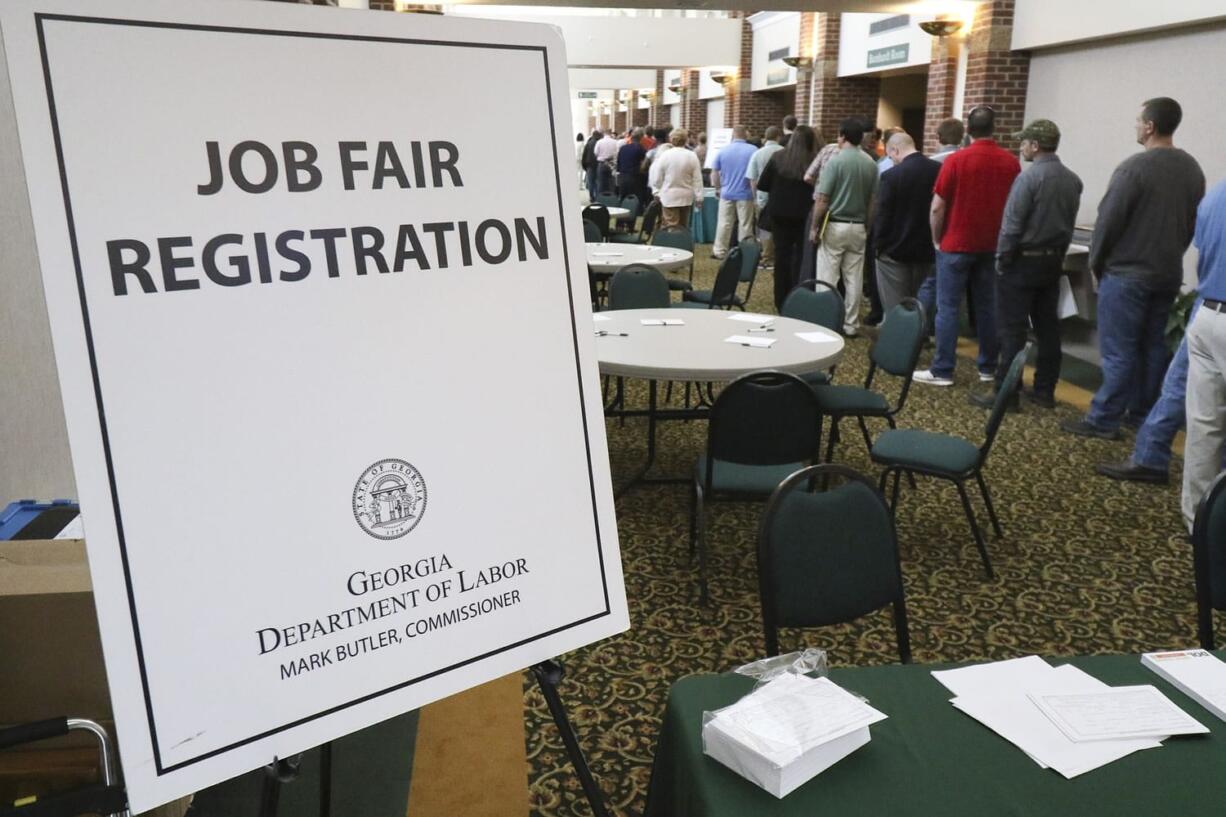 A crowd gathers for a huge 15-county job fair at The Colonnade in Ringgold, Ga.