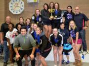 Union High School swim team after winning the 4A district meet on Saturday, Nov. 8, 2014, at Kelso.