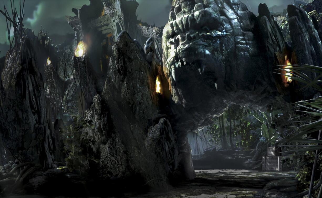 This concept art rendering released by Universal Orlando shows a scene from the upcoming thrill ride called &quot;Skull Island: Reign of Kong,&quot; opening in the summer of 2016 at Universal Orlando.