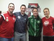 Left to right: Jeff Castagnola, (recreational soccer director), Sean Janson (executive director), Brett Jacobs (technical director) and Kat Tarr (Junior Academy coordinator) are the new Washington Timbers FC management team.