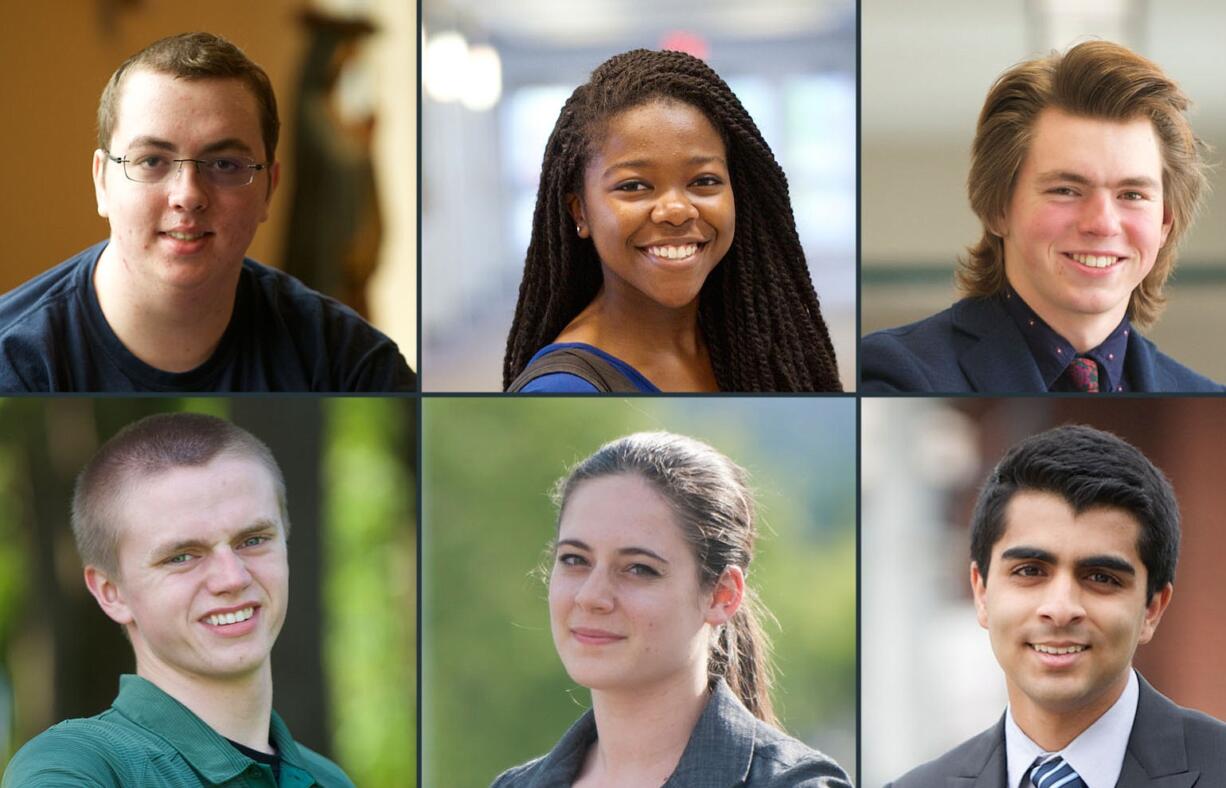 Clockwise from top left: Mason Bruce (Seton Catholic College Preparatory High School), Jessica Ekeya (Columbia River High School), Blake Johnston (La Center High School), Daniel Rodricks (Union High School), Sophie Shoemaker (Camas High School), Ryan Sturdivan (Woodland High School)