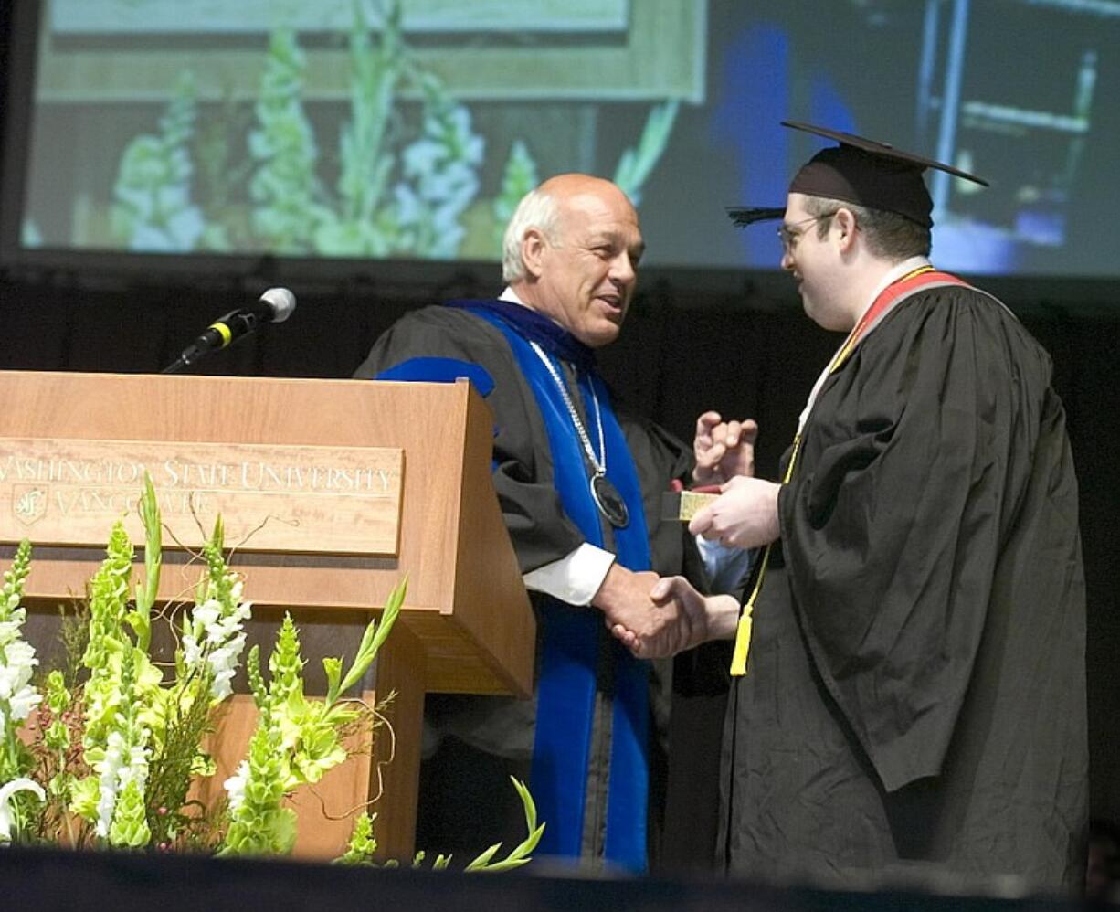 Washington State University Vancouver Chancellor Hal Dengerink, left, has been named Clark County's First Citizen for 2011.